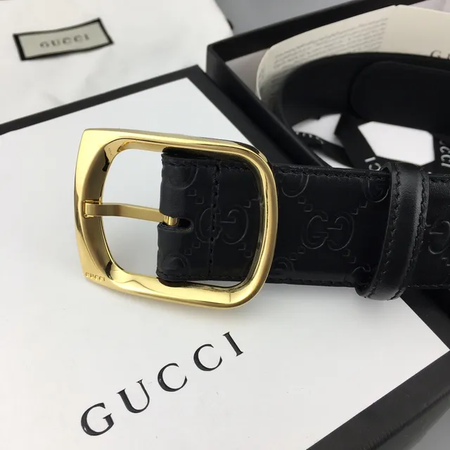 Gucci Ophidia أسود ذهبي مطبوع GG Monogram حزام جلدي مشبك مستطيل 3