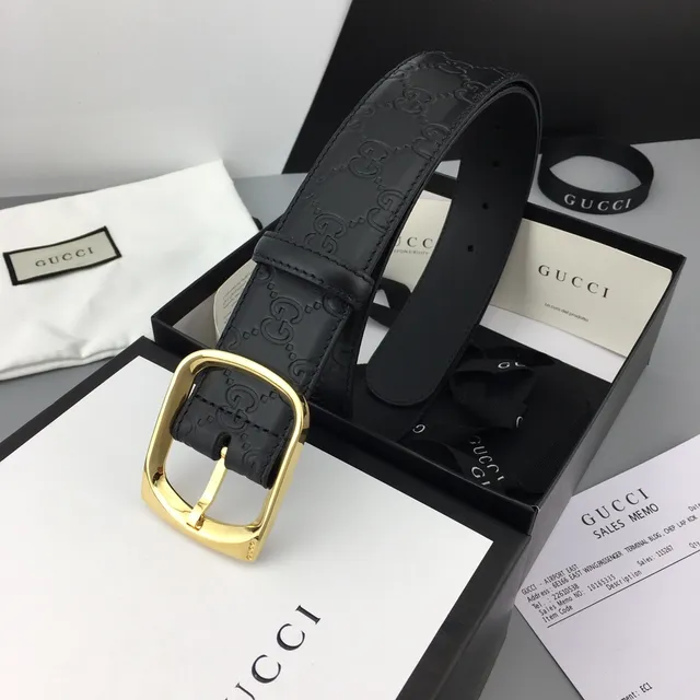 Gucci Ophidia أسود ذهبي مطبوع GG Monogram حزام جلدي مشبك مستطيل 4