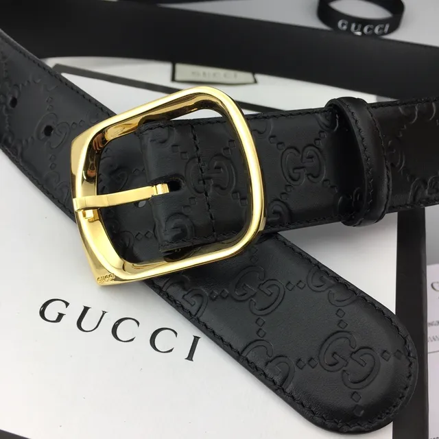 Gucci Ophidia أسود ذهبي مطبوع GG Monogram حزام جلدي مشبك مستطيل 5