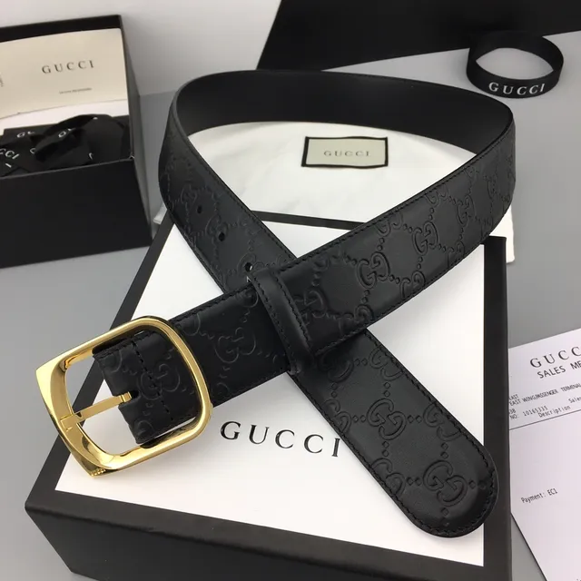 Gucci Ophidia أسود ذهبي مطبوع GG Monogram حزام جلدي مشبك مستطيل 6