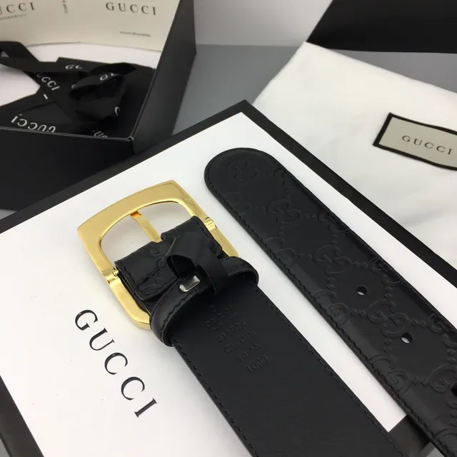 Gucci Ophidia أسود ذهبي مطبوع GG Monogram حزام جلدي مشبك مستطيل 8