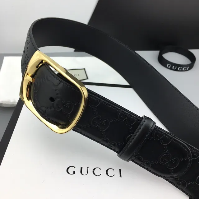 Gucci Ophidia أسود ذهبي مطبوع GG Monogram حزام جلدي مشبك مستطيل 9
