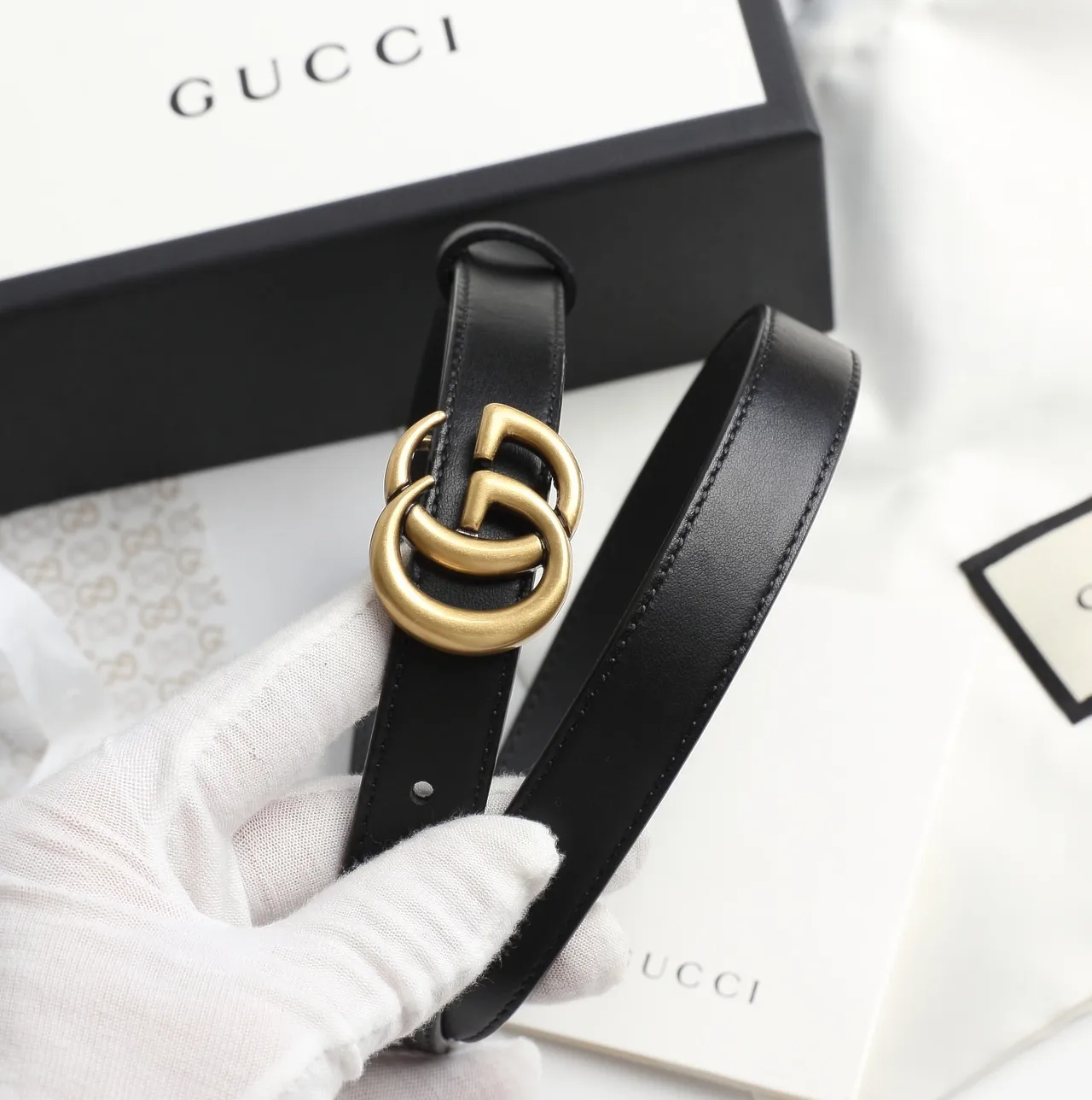 Gucci Ophidia 黑金 Interlocking G 扣 antique hardware 皮革腰带 3