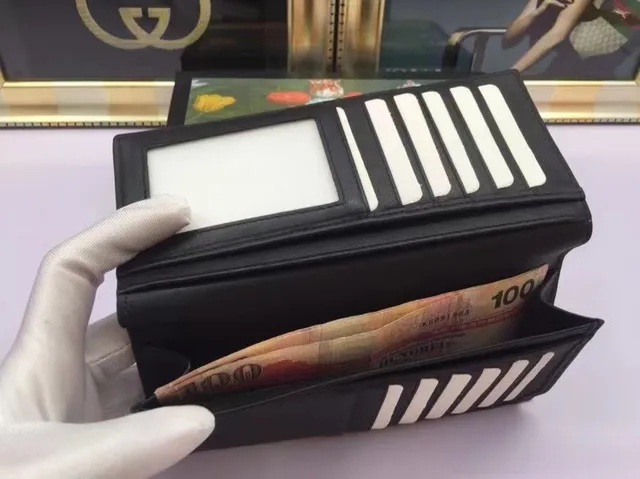 Gucci Ophidia محفظة طويلة سوداء وخضراء مطبوعة GG Monogram تفاصيل شريط ويب 4