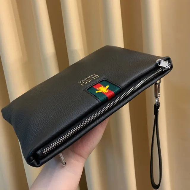 Gucci Ophidia Black Pebbled Leather Envelope Clutch 6