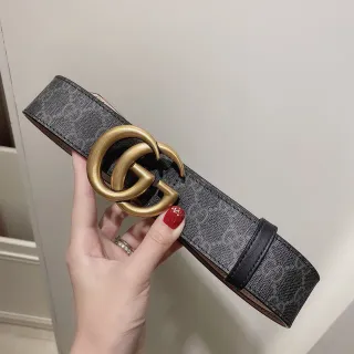 Gucci Ophidia GG Monogram कैनवास Interlocking G Buckle चमड़े बेल्ट