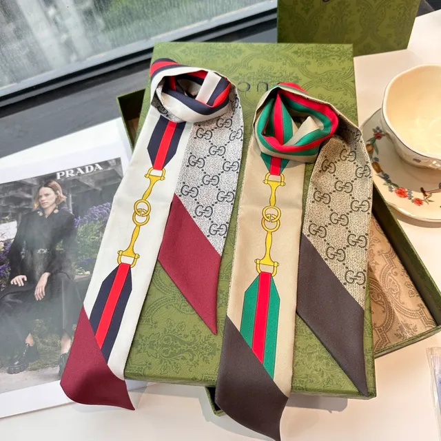 Gucci Ophidia GG Monogram Web Stripe Silk स्कार्फ 7
