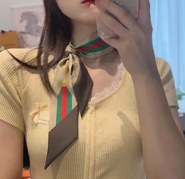 Gucci Ophidia GG Monogram Web Stripe Silk स्कार्फ 9