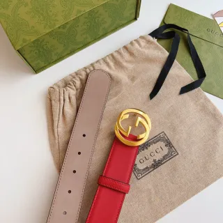 Gucci Ophidia लाल और भूरा चमड़े का बेल्ट