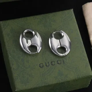 Gucci ডিম্বাকার ডাবল লুপ হিঞ্জড হুপ ইয়াররিং
