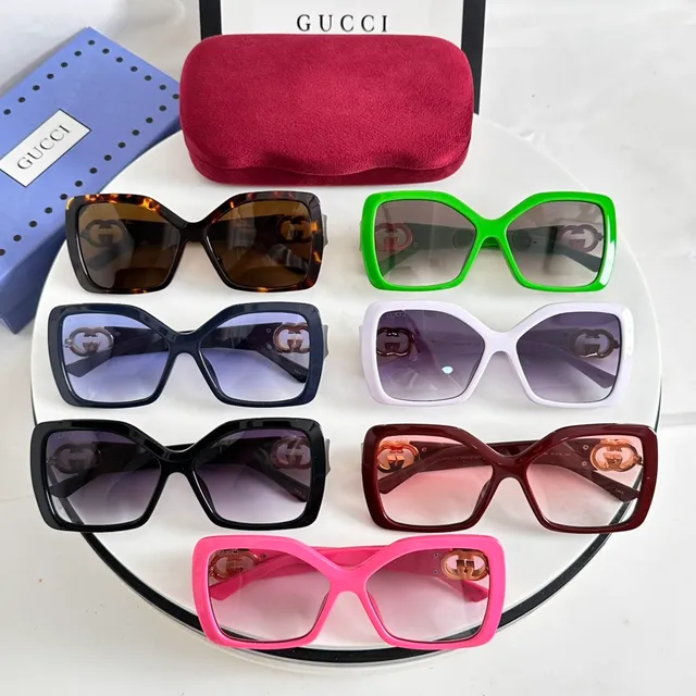 Gucci oversized إطار مربع نظارات شمسية خضراء تدرجية 2