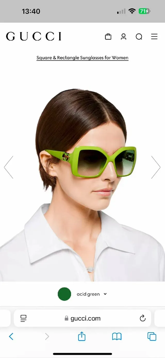 Gucci oversized إطار مربع نظارات شمسية خضراء تدرجية 4