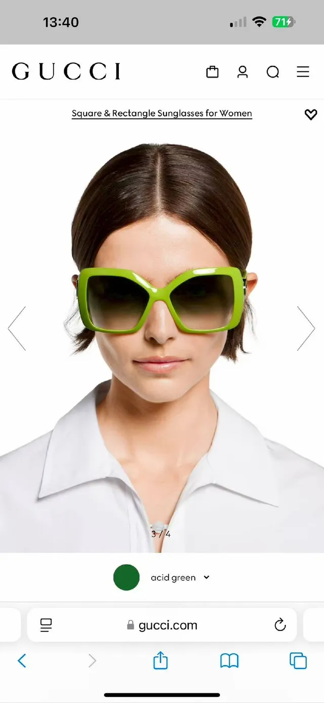 Gucci oversized إطار مربع نظارات شمسية خضراء تدرجية 8
