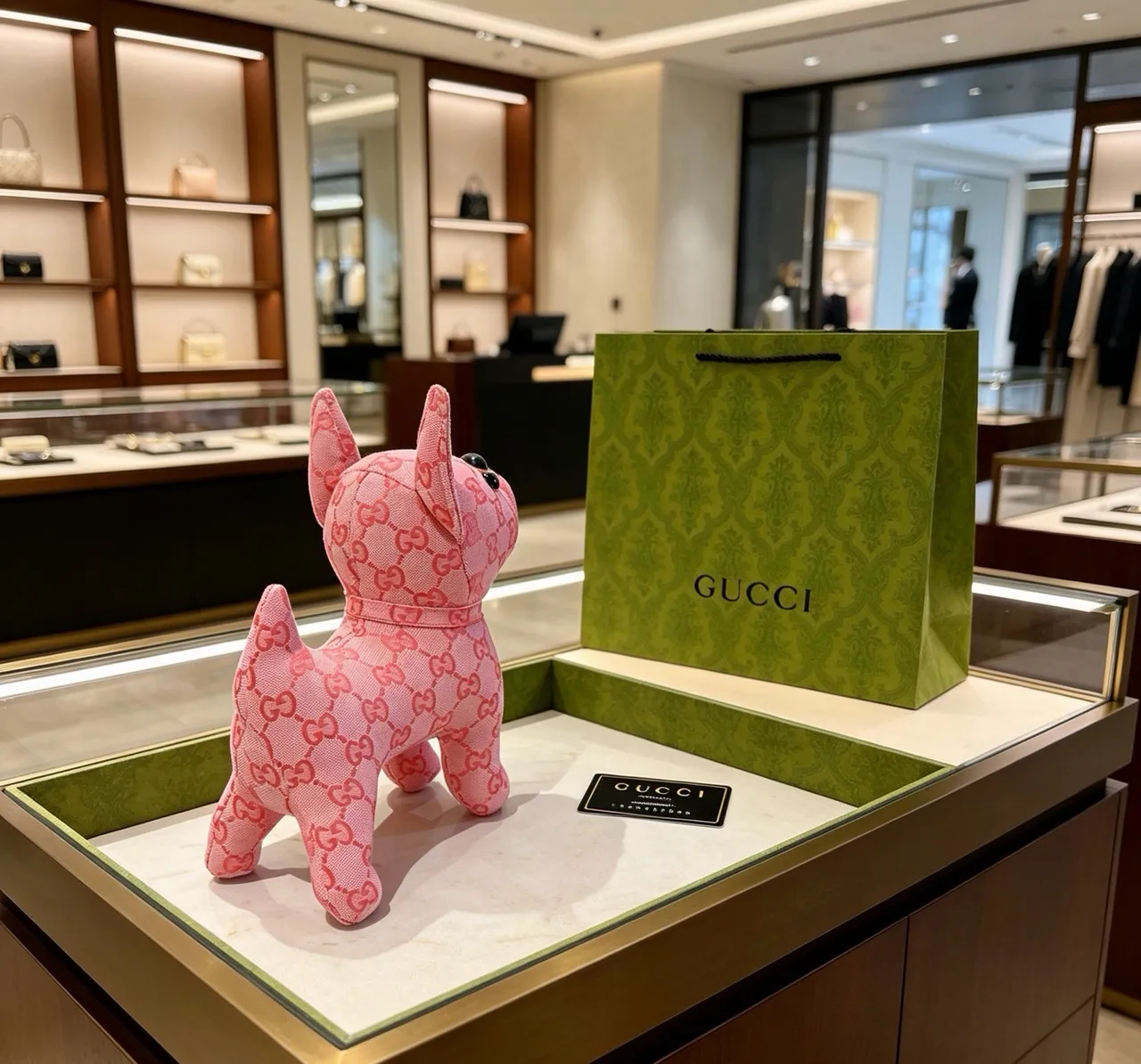 Gucci Sac à main rose et noir peluche bulldog silhouette GG monogramme tissu jacquard 9