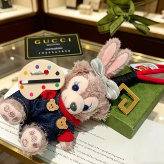 Gucci Pink Blue Plush Bunny Character Artist-Themed Palette Accessory Handbag