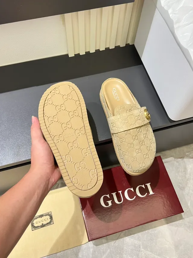 Gucci Princetown Black Red GG Monogram Interlocking G Buckle Casual Shoes 3