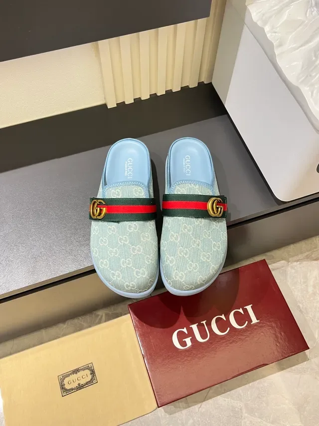 Gucci Princetown Black Red GG Monogram Interlocking G Buckle Casual Shoes 15