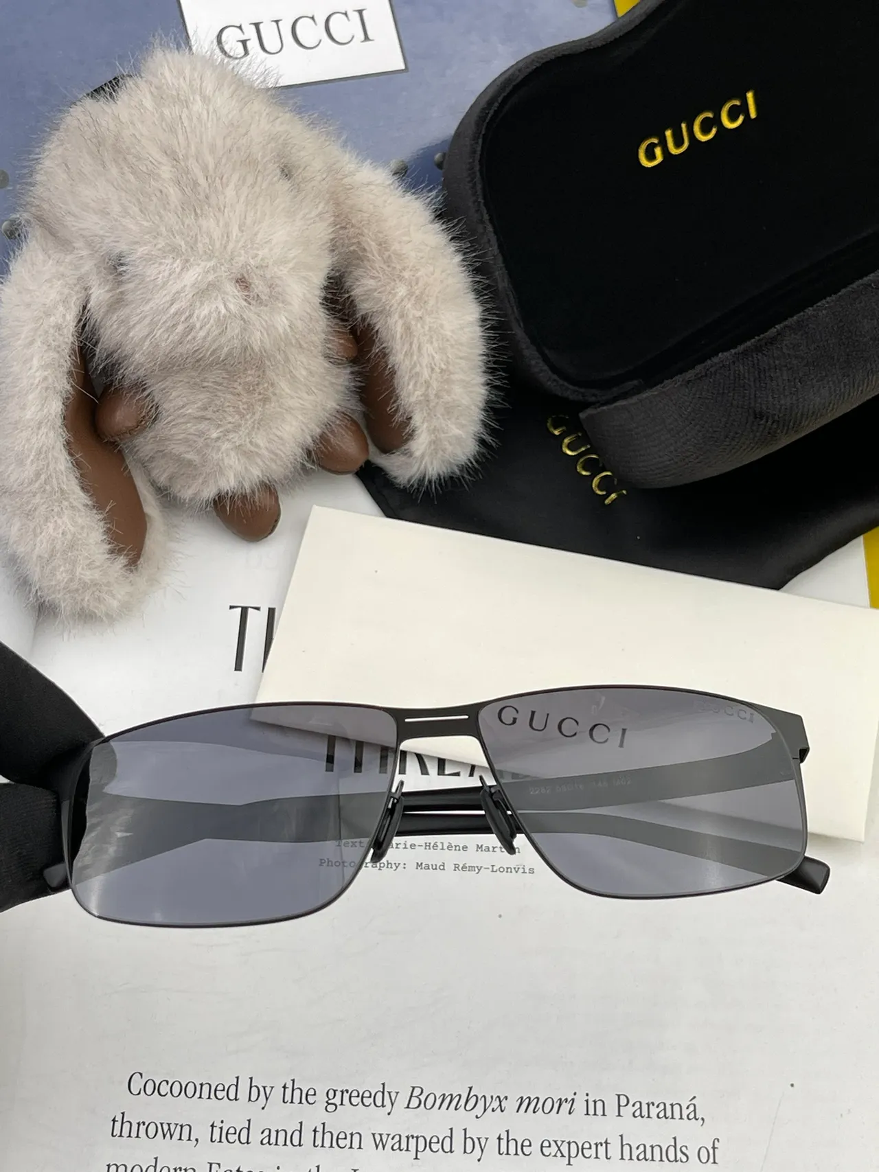 Gucci Rectangular Metal Frame Gradient Sunglasses 5
