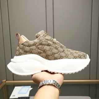 Gucci Rhyton Beige Marrón GG Monogram Zapatillas Chunky