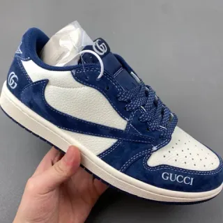 Gucci Rhyton Navy y Blanco Cuero de Ante Zapatillas Lifestyle
