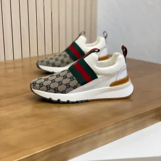 Gucci Screener 米色 GG Monogram Web Strap 生活方式运动鞋