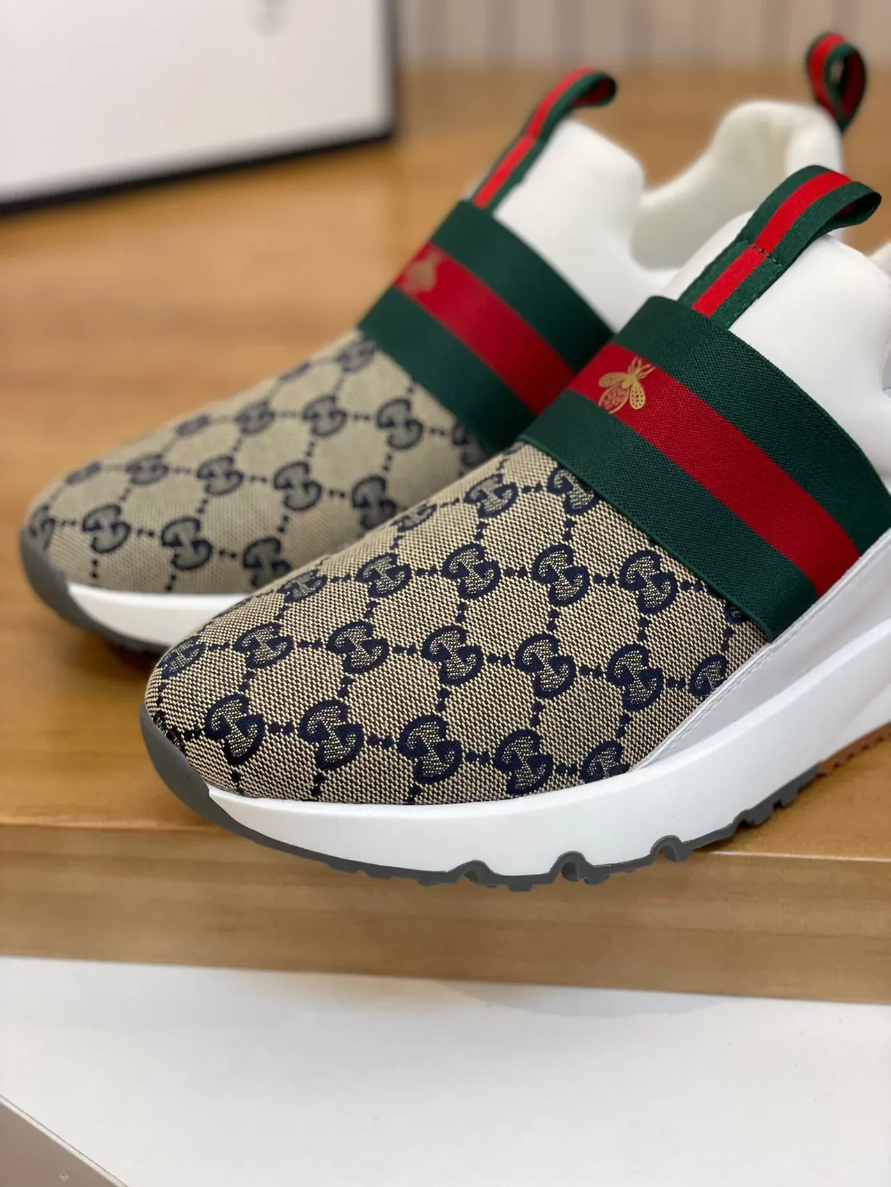 Gucci Screener 米色 GG Monogram Web Strap 生活方式运动鞋 6
