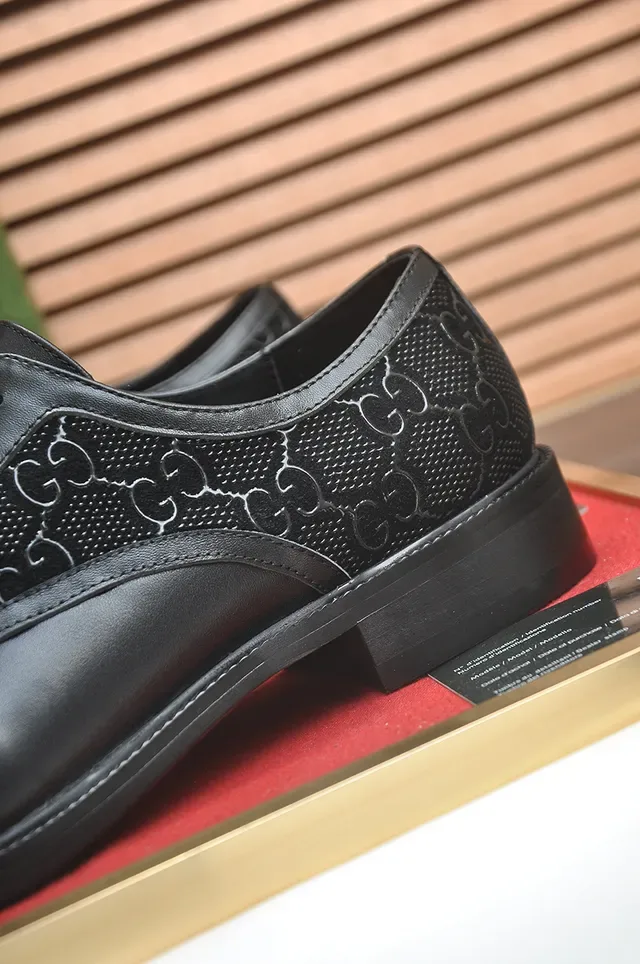Gucci Screener Black Cap-Toe Perforated GG Logo Oxford Shoes 2