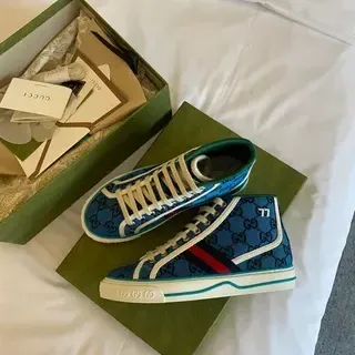 Gucci Screener Blue GG Monogram High-Top Zapatillas Lifestyle