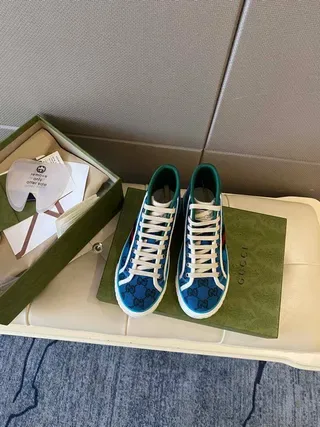Gucci Screener Blue GG Monogram High-Top Chaussures Lifestyle 4