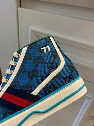 Gucci Screener Blue GG Monogram High-Top Chaussures Lifestyle 5