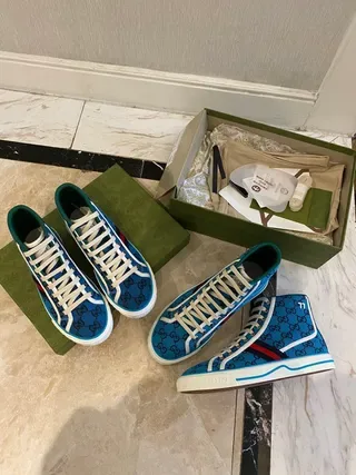 Gucci Screener Blue GG Monogram High-Top Chaussures Lifestyle 6
