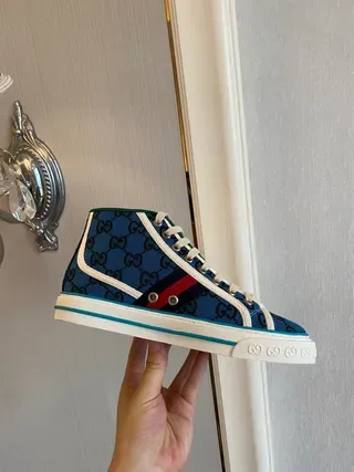 Gucci Screener Blue GG Monogram High-Top Chaussures Lifestyle 7
