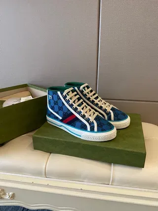Gucci Screener Blue GG Monogram High-Top Chaussures Lifestyle 8