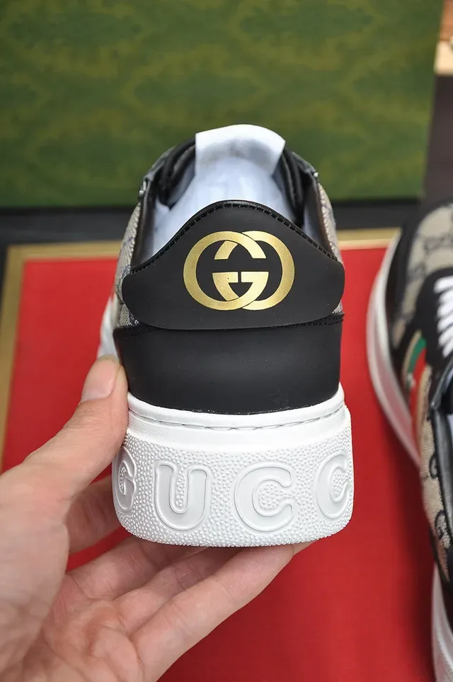 Gucci Screener GG Monogram Canvas Red Green Web Stripe Lifestyle Sneakers 2