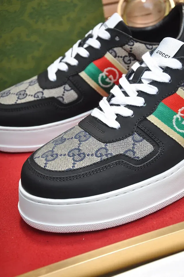 Gucci Screener GG Monogram Canvas Red Green Web Stripe Lifestyle Sneakers 3