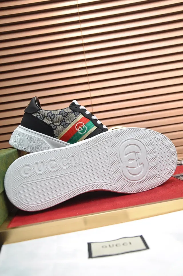 Gucci Screener GG Monogram Canvas Red Green Web Stripe Lifestyle Sneakers 4