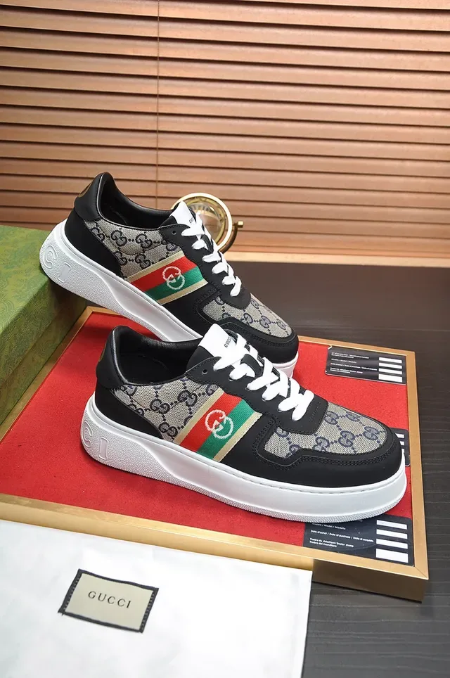 Gucci Screener GG Monogram Canvas Red Green Web Stripe Lifestyle Sneakers 5