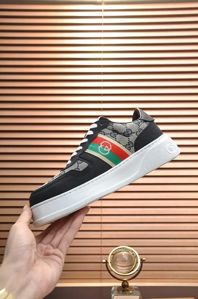 Gucci Screener GG Monogram Canvas Red Green Web Stripe Lifestyle Sneakers 6