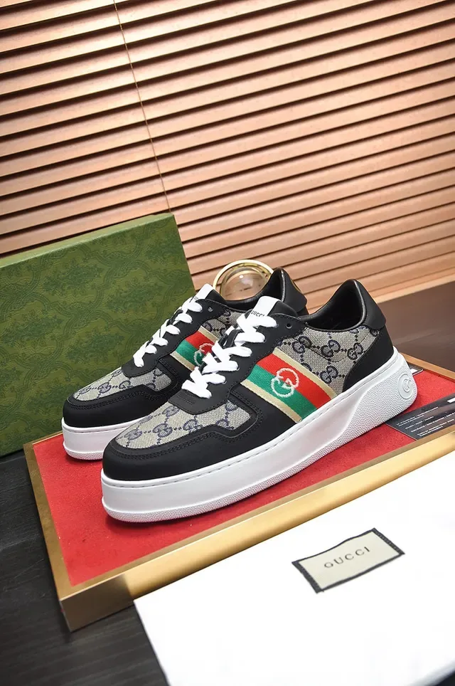 Gucci Screener GG Monogram Canvas Red Green Web Stripe Lifestyle Sneakers 7