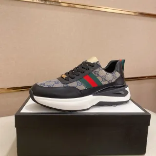 Gucci Screener মনোগ্রাম ক্যানভাস ওয়েব স্ট্রাইপ চাঙ্কি স্নিকার