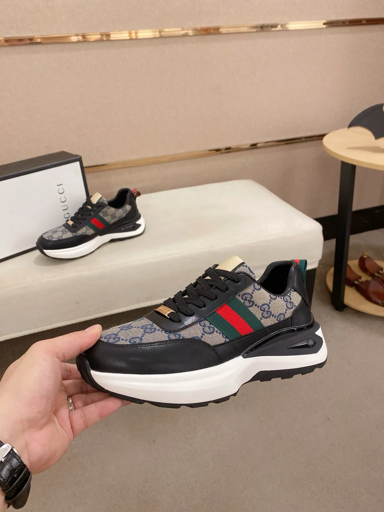 Gucci Screener Monogram Canvas Web Stripe Chunky Sneaker 3