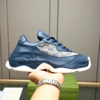 Gucci Screener 海军蓝和米色 GG Monogram 生活休闲运动鞋