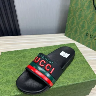 Gucci Screener Original GUCCI Black Red Green 拖鞋