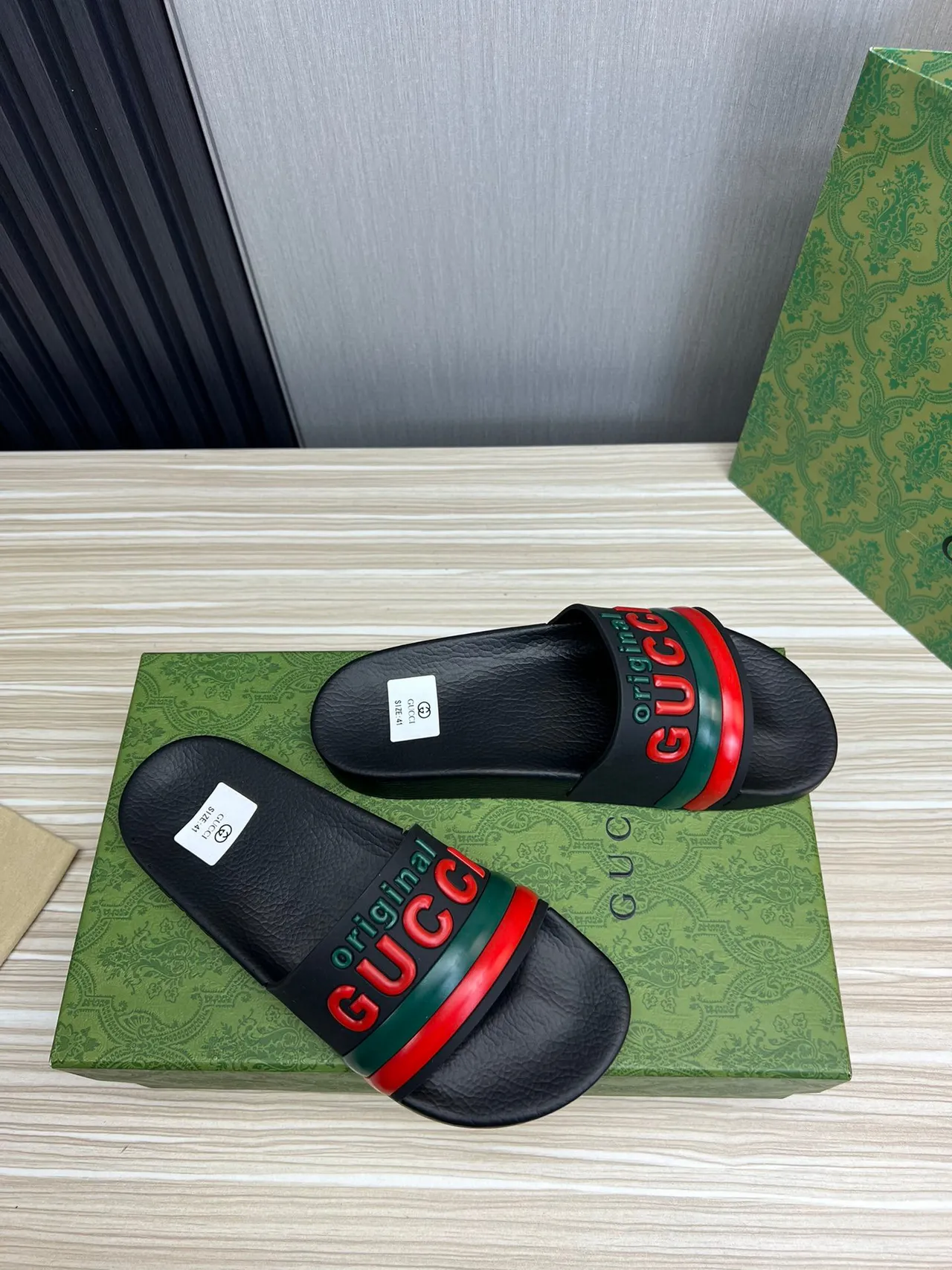 Gucci Screener Original GUCCI Black Red Green zapatillas 5