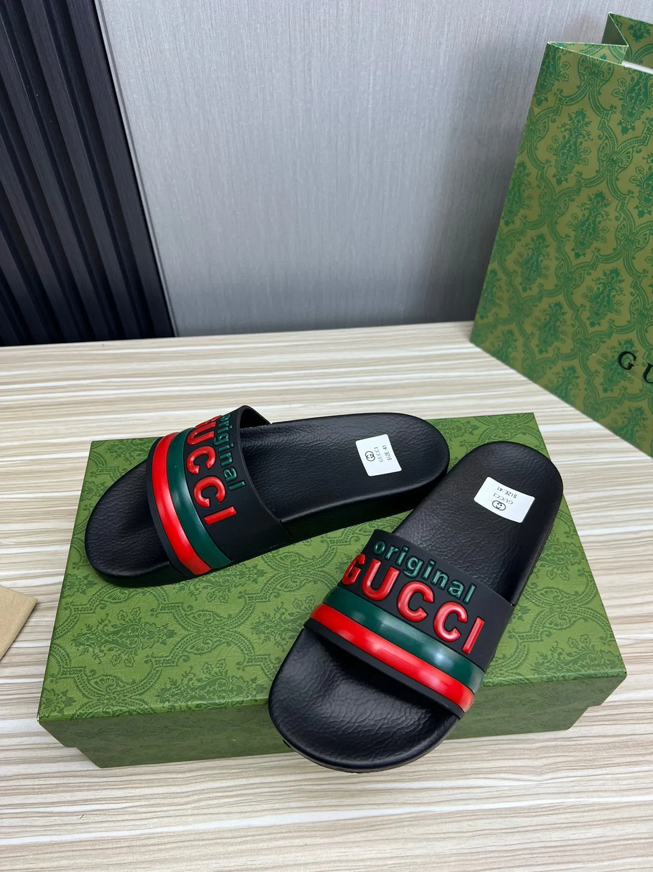 Gucci Screener Original GUCCI Black Red Green zapatillas 7