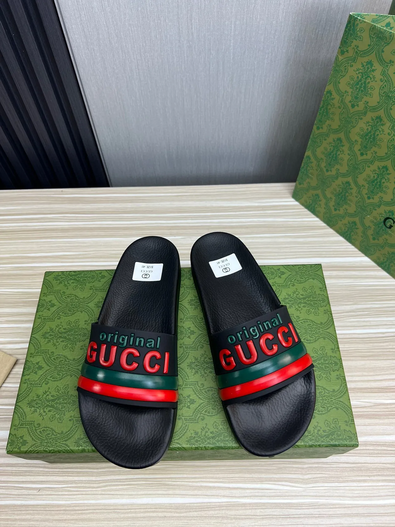 Gucci Screener Original GUCCI Black Red Green zapatillas 8