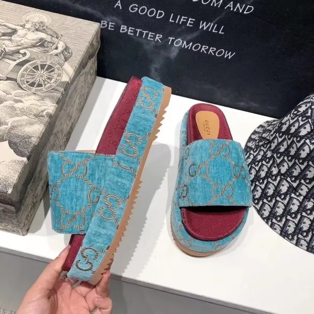 Gucci Screener টারকয়েজ এবং লাল ভেলভেট স্লিপার 7