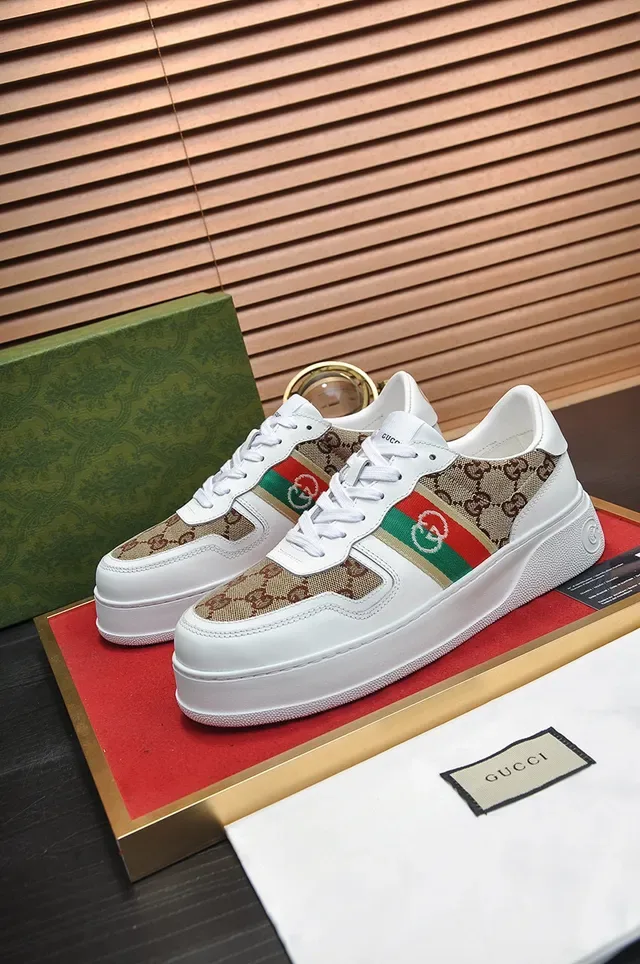Gucci Screener সাদা GG Monogram ক্যানভাস লাইফস্টাইল স্নিকার্স 8