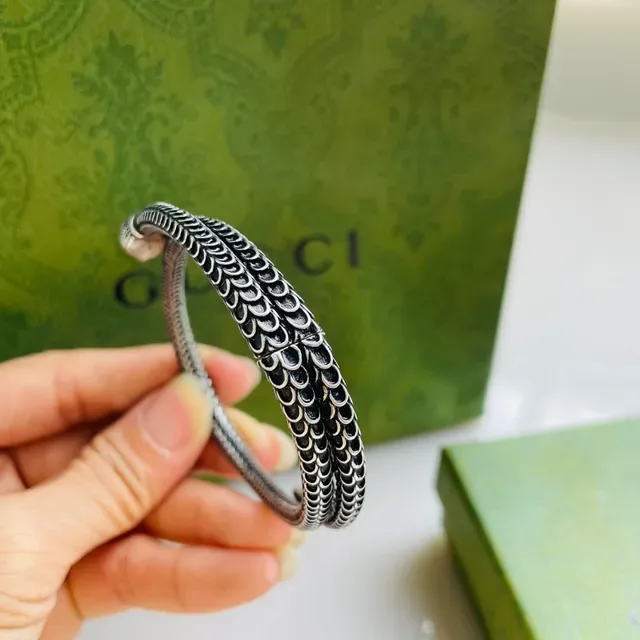Gucci Serpent Scale-Link Black and Silver Bracelet 7