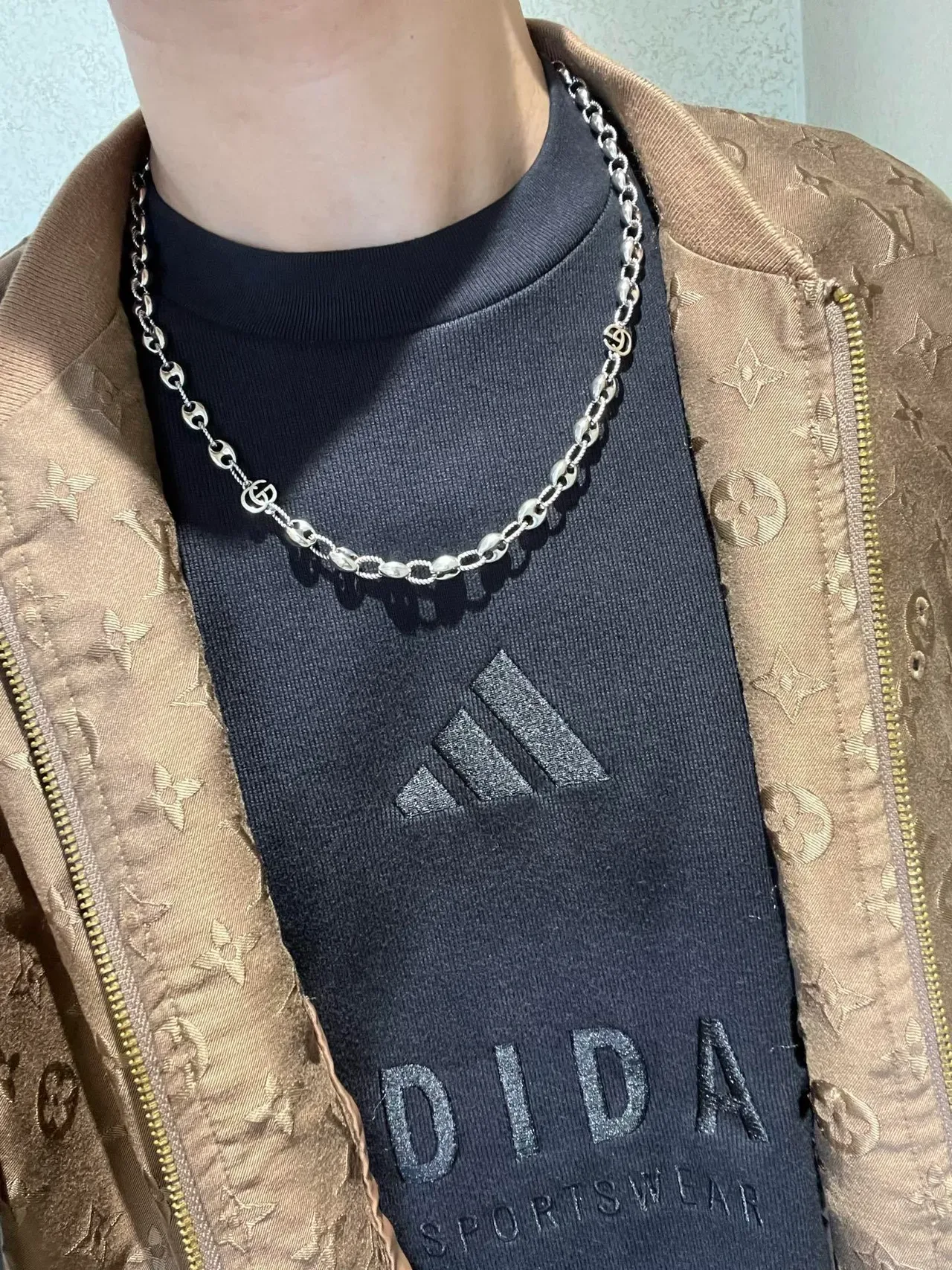 Gucci Silver Interlocking Double-G Motifs Oval Gancini-Style Links Necklace 5